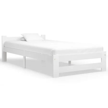 Estructura de cama de madera maciza de pino blanco 100x200 cm de vidaXL, Camas y somieres - Ref: Foro24-321999, Precio: 116,7...