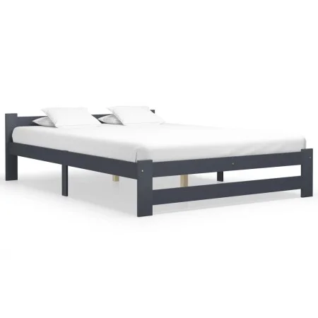 Dark gray solid pine wood bed frame 140x200 cm by vidaXL, Beds and slatted bases - Ref: Foro24-322022, Price: 119,52 €, Disco...