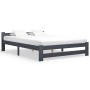 Dark gray solid pine wood bed frame 140x200 cm by vidaXL, Beds and slatted bases - Ref: Foro24-322022, Price: 121,06 €, Disco...