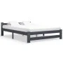 Dark gray solid pine wood bed frame 140x200 cm by vidaXL, Beds and slatted bases - Ref: Foro24-322022, Price: 119,52 €, Disco...