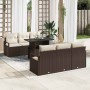 Conjunto de sofá de jardín con cojín 7 pcs Marrón y crema