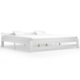Solid white pine wood bed frame 200x200 cm by vidaXL, Beds and slatted bases - Ref: Foro24-322004, Price: 114,73 €, Discount: %