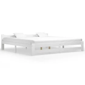 Solid white pine wood bed frame 200x200 cm by vidaXL, Beds and slatted bases - Ref: Foro24-322004, Price: 119,71 €, Discount: %
