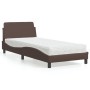 Cama con colchón cuero sintético marrón 90x200 cm