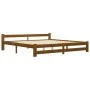 Solid pine wood bed frame honey brown 200x200 cm by vidaXL, Beds and slatted bases - Ref: Foro24-322011, Price: 102,75 €, Dis...