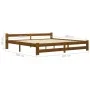 Solid pine wood bed frame honey brown 200x200 cm by vidaXL, Beds and slatted bases - Ref: Foro24-322011, Price: 102,75 €, Dis...