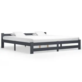 Dark gray solid pine wood bed frame 200x200 cm by vidaXL, Beds and slatted bases - Ref: Foro24-322025, Price: 107,84 €, Disco...