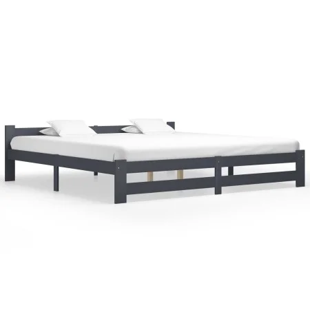 Dark gray solid pine wood bed frame 200x200 cm by vidaXL, Beds and slatted bases - Ref: Foro24-322025, Price: 107,82 €, Disco...