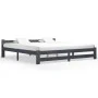 Dark gray solid pine wood bed frame 200x200 cm by vidaXL, Beds and slatted bases - Ref: Foro24-322025, Price: 107,82 €, Disco...