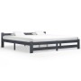 Estructura de cama madera maciza de pino gris oscuro 200x200 cm de vidaXL, Camas y somieres - Ref: Foro24-322025, Precio: 120...