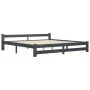 Dark gray solid pine wood bed frame 200x200 cm by vidaXL, Beds and slatted bases - Ref: Foro24-322025, Price: 107,82 €, Disco...
