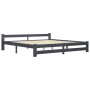 Estructura de cama madera maciza de pino gris oscuro 200x200 cm de vidaXL, Camas y somieres - Ref: Foro24-322025, Precio: 120...