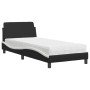 Cama con colchón cuero sintético negro y blanco 90x200 cm