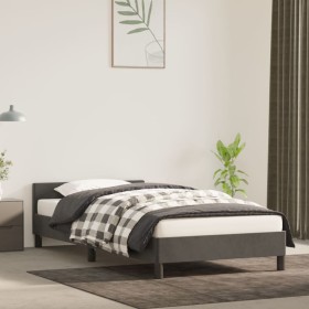 Estructura de cama con cabecero terciopelo gris oscuro 90x200cm