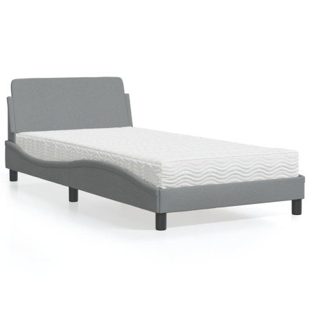 Cama con colchón tela gris claro 100x200 cm en Camas y somieres | Comprar online en Foro24