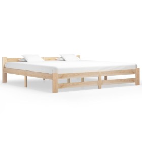 Solid pine wood bed frame 200x200 cm by vidaXL, Beds and slatted bases - Ref: Foro24-321997, Price: 103,71 €, Discount: %