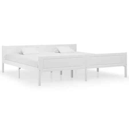 Solid white pine wood bed frame 200x200 cm by vidaXL, Beds and slatted bases - Ref: Foro24-322109, Price: 129,19 €, Discount: %