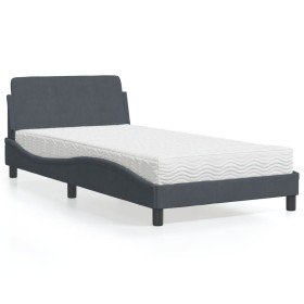 Cama con colchón terciopelo gris oscuro 100x200 cm en Camas y somieres | Comprar online en Foro24