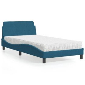 Cama con colchón terciopelo azul 100x200 cm en Camas y somieres | Comprar online en Foro24