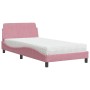 Cama con colchón terciopelo rosa 100x200 cm