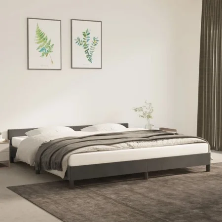 Dark gray velvet bed frame with headboard 200x200 cm by vidaXL, Beds and slatted bases - Ref: Foro24-347592, Price: 133,45 €,...