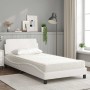 Cama con colchón cuero sintético blanco 100x200 cm