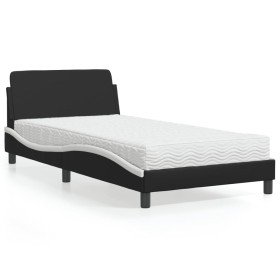 Cama con colchón cuero sintético negro y blanco 100x200 cm en Camas y somieres | Comprar online en Foro24
