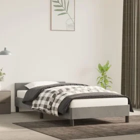 Light gray velvet bed frame with headboard 90x200 cm by vidaXL, Beds and slatted bases - Ref: Foro24-347549, Price: 90,34 €, ...