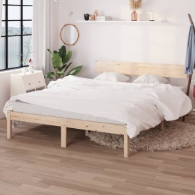 Estructura de cama de madera maciza de pino 140x190 cm