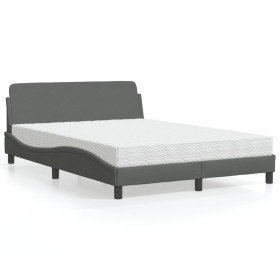 Cama con colchón tela gris oscuro 120x200 cm en Camas y somieres | Comprar online en Foro24