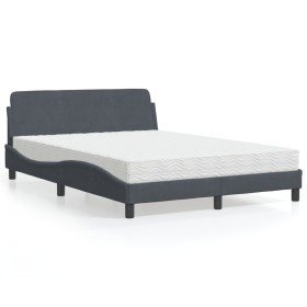 Cama con colchón terciopelo gris oscuro 120x200 cm en Camas y somieres | Comprar online en Foro24