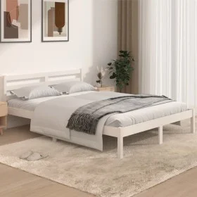 Massiver Bettrahmen aus weißem Kiefernholz, 140 x 190 cm von vidaXL, Betten und Lattenroste - Ref: Foro24-810411, Preis: 92,5...