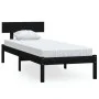 Black single solid pine wood bed frame 90x190cm by vidaXL, Beds and slatted bases - Ref: Foro24-810116, Price: 78,40 €, Disco...