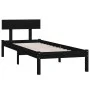 Black single solid pine wood bed frame 90x190cm by vidaXL, Beds and slatted bases - Ref: Foro24-810116, Price: 78,40 €, Disco...