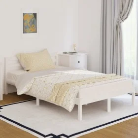 Estructura de cama madera maciza de pino blanco 120x200 cm de vidaXL, Camas y somieres - Ref: Foro24-810426, Precio: 88,27 €,...