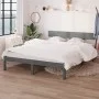 Solid gray pine wood bed frame 140x200 cm by vidaXL, Beds and slatted bases - Ref: Foro24-810149, Price: 100,70 €, Discount: %