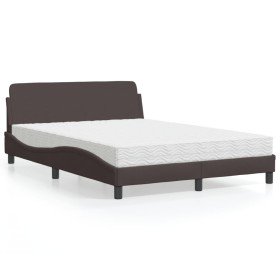 Cama con colchón tela marrón oscuro 140x190 cm en Camas y somieres | Comprar online en Foro24