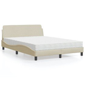 Cama con colchón tela color crema 140x190 cm en Camas y somieres | Comprar online en Foro24