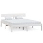 Estructura de cama madera maciza de pino blanca 150x200 cm de vidaXL, Camas y somieres - Ref: Foro24-810153, Precio: 142,79 €...