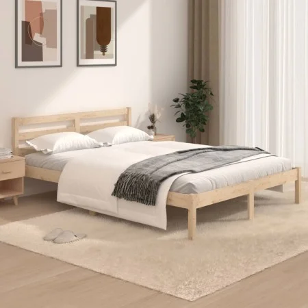 Solid pine wood bed frame 120x190 cm by vidaXL, Beds and slatted bases - Ref: Foro24-810400, Price: 87,76 €, Discount: %