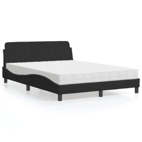 Cama con colchón terciopelo negro 140x190 cm