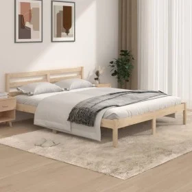 Solid pine wood bed frame 150x200 cm by vidaXL, Beds and slatted bases - Ref: Foro24-810435, Price: 103,61 €, Discount: %