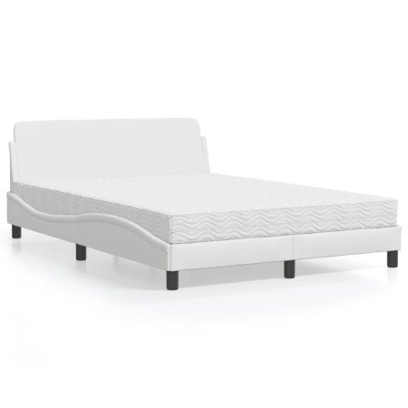 Cama con colchón cuero sintético blanco 140x190 cm en Camas y somieres | Comprar online en Foro24
