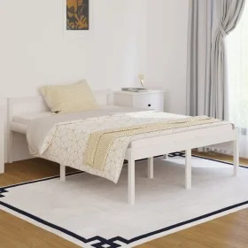 Cama para personas mayores madera maciza pino blanca 140x190 cm de vidaXL, Camas y somieres - Ref: Foro24-810595, Precio: 133...
