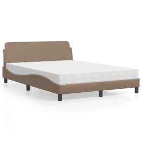 Cama con colchón cuero sintético capuchino 140x190 cm Cama con colchón cuero sintético capuchino 140x190 cm