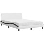 Cama con colchón cuero sintético blanco y negro 140x190 cm