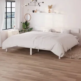 White solid wood bed frame Super King 180x200 cm by vidaXL, Beds and slatted bases - Ref: Foro24-810163, Price: 111,77 €, Dis...