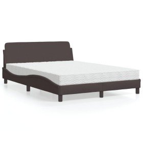 Cama con colchón tela marrón oscuro 140x200 cm en Camas y somieres | Comprar online en Foro24