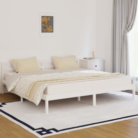 Estructura de cama madera maciza de pino blanco 200x200 cm