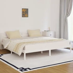 Solid white pine wood bed frame 200x200 cm by vidaXL, Beds and slatted bases - Ref: Foro24-810451, Price: 95,51 €, Discount: %